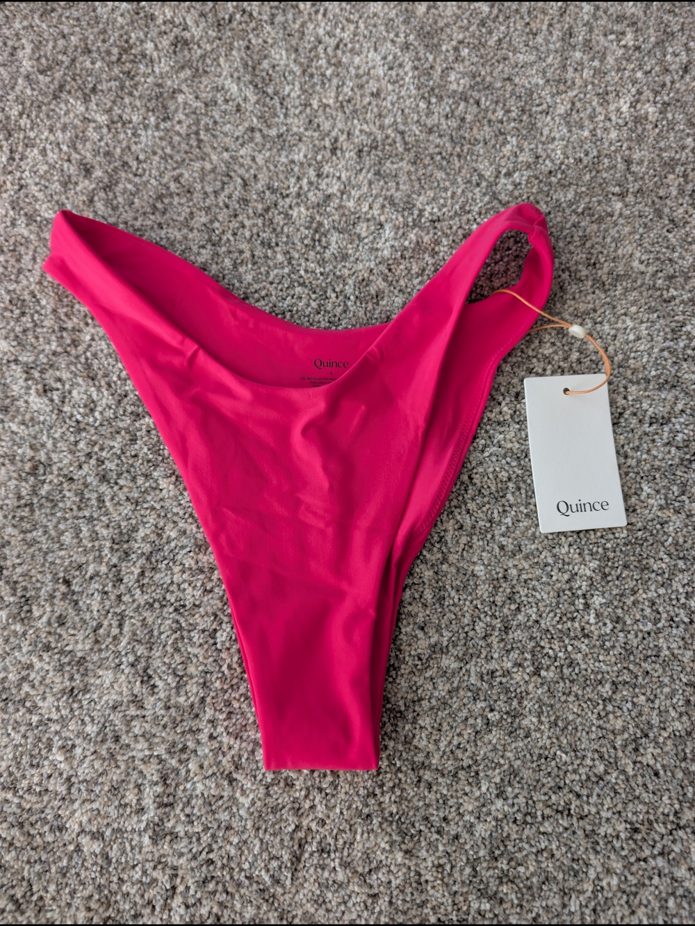 Quince Women's High-Cut Bikini Bottom in Hot Pink Small NWT